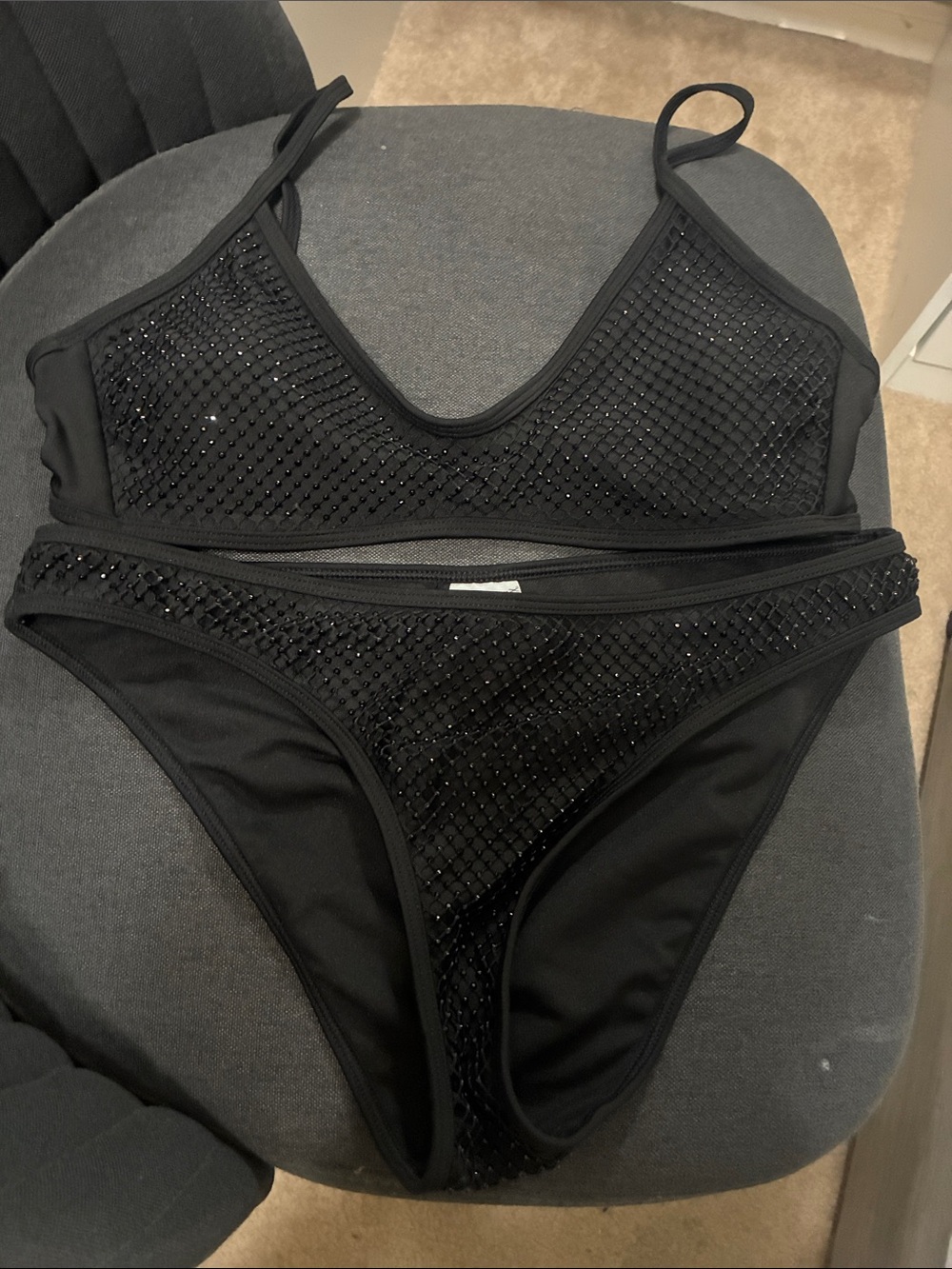 No Boundaries Black Beaded Two-Piece Bikini